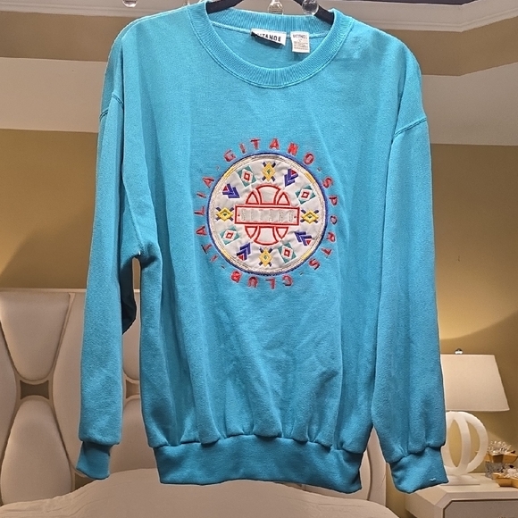 Gitano Teal Embroidered Sweatshirt - Picture 1 of 13